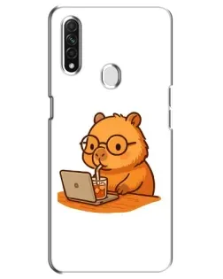 Чехол для OPPO A31 с картинкой «Капибара с ноутбуком»