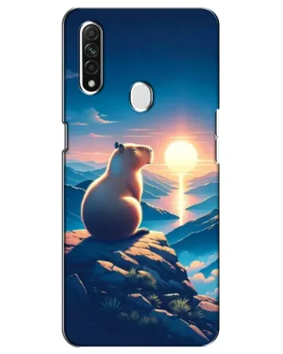 Чехол для OPPO A31 с картинкой «Закат солнца с капибарой»