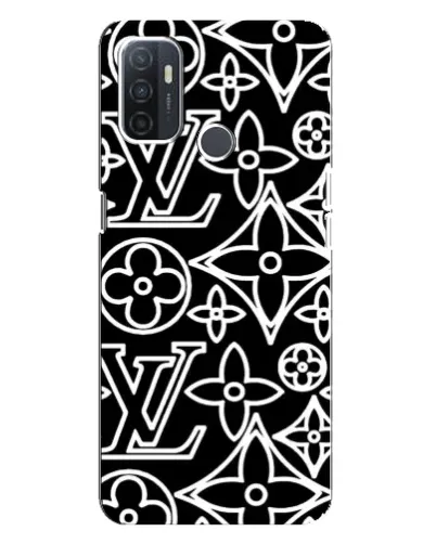 Чехол для OPPO A32 с картинкой «Черно-белый узор LV»