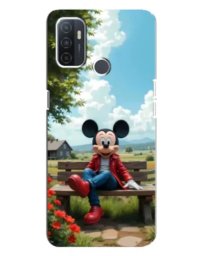 Чехол для OPPO A32 с картинкой «Микки на скамейке»