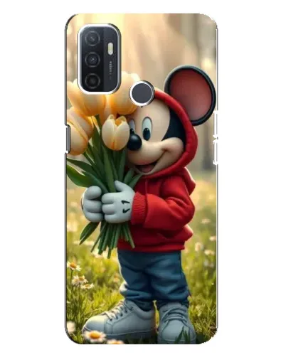 Чехол для OPPO A32 с картинкой «Микки с тюльпанами»