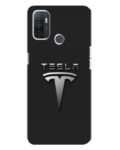 Чохол для OPPO A32 з картинкою «Сталевий логотип Tesla»