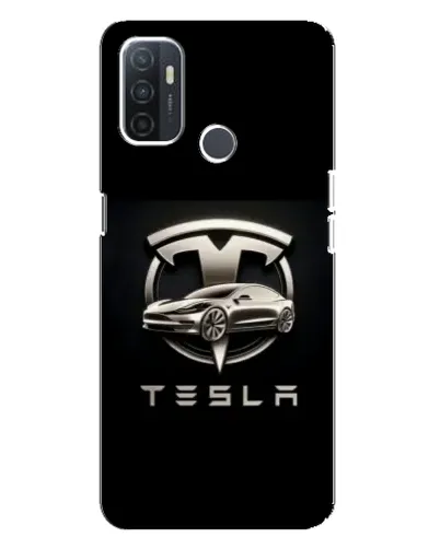 Чохол для OPPO A32 з картинкою «Tesla — срібне авто»