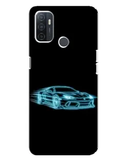 Чехол для OPPO A32 с картинкой «Неоновый контур Lamborghini»