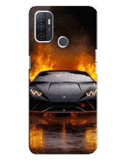 Чехол для OPPO A32 с картинкой «Lamborghini в огне»
