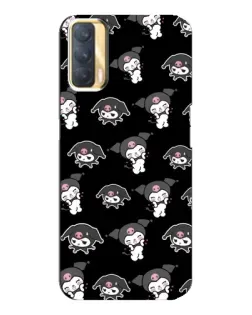 Чехол для OPPO A33 с картинкой «Черный паттерн Kuromi»
