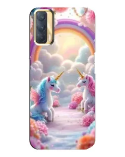 Чехол для OPPO A33 с картинкой «Радуга и единороги»