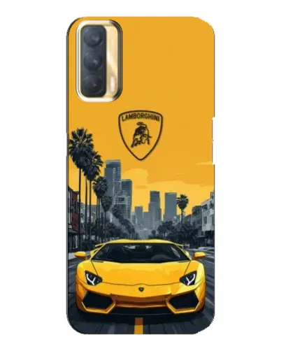 Чохол для OPPO A33 з картинкою «Жовтий Lamborghini місто»