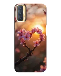 Чохол для OPPO A33 з картинкою «Рожевий цвіт  сердечко на тлі заходу»