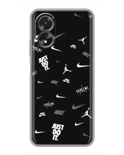 Чехол для OPPO A38 с картинкой «Nike Black Pattern»