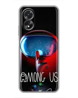 Чехол для OPPO A38 с картинкой «Красный импостер — макро»