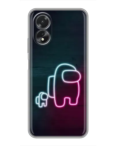 Чехол для OPPO A38 с картинкой «Among Us неон-арт»