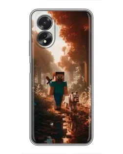 Чехол для OPPO A38 с картинкой «Стив в лесу»