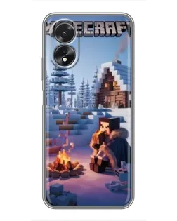Чехол для OPPO A38 с картинкой «Зимний Minecraft»