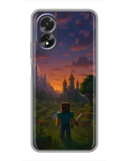 Чехол для OPPO A38 с картинкой «Стив у башни»