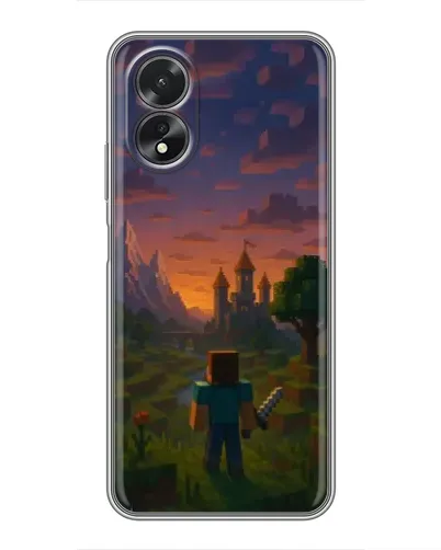 Чехол для OPPO A38 с картинкой «Стив у башни» Чехол для OPPO A38 с картинкой «Стив у башни»