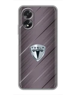 Чехол для OPPO A38 с картинкой «Металлическая текстура Tesla»