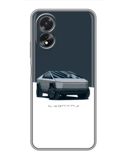 Чехол для OPPO A38 с картинкой «Серебристый Cybertruck Tesla»
