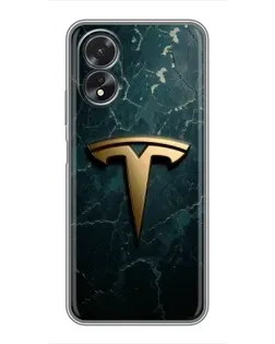 Чехол для OPPO A38 с картинкой «Мраморная Tesla Gold»
