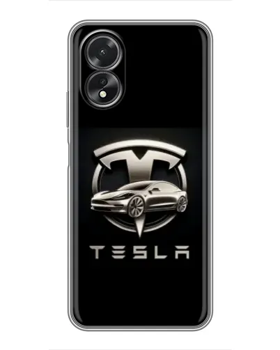 Чохол для OPPO A38 з картинкою «Tesla — срібне авто»