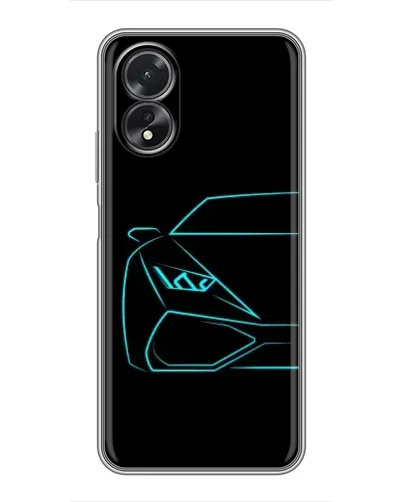 Чехол для OPPO A38 с картинкой «Голубой силуэт Lamborghini»