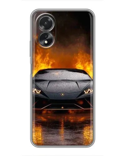 Чехол для OPPO A38 с картинкой «Lamborghini в огне»