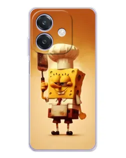 Чехол для OPPO A3x с картинкой «Губка Боб повар»