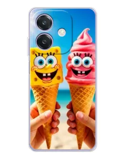 Чехол для OPPO A3x с картинкой «Спанч Боб мороженое»