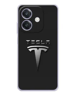 Чохол для OPPO A3x з картинкою «Сталевий логотип Tesla»