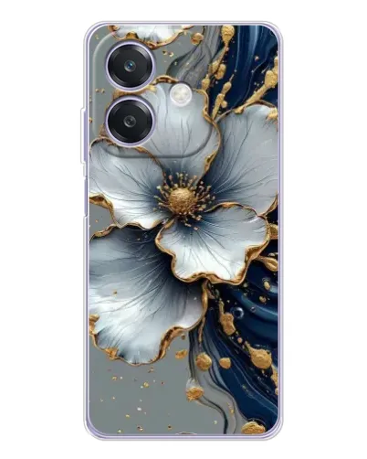 Чохол для OPPO A3x з картинкою «Біла квітка та золотий флюїд» Чохол для OPPO A3x з картинкою «Біла квітка та золотий флюїд»