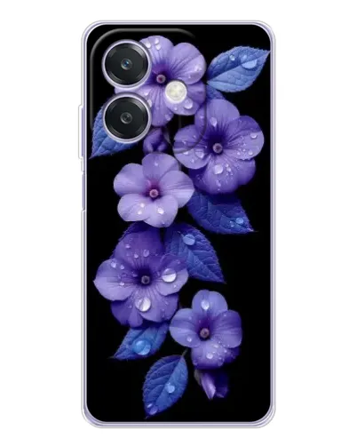 Чохол для OPPO A3x з картинкою «Фіолетові квіти з росою»