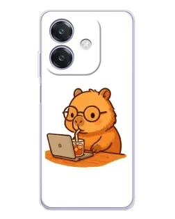 Чохол для OPPO A3x з картинкою «Капібара з ноутбуком»