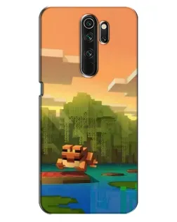 Чехол для OPPO A5 (2020) с картинкой «Майнкрафт закат солнца»