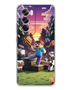 Чехол для OPPO A5 5G с картинкой «Стив на ферме»