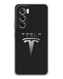 Чохол для OPPO A5 5G з картинкою «Сталевий логотип Tesla»