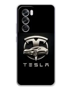 Чохол для OPPO A5 5G з картинкою «Tesla — срібне авто»