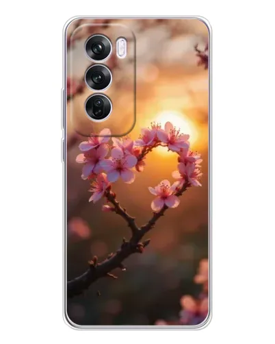 Чехол для OPPO A5 5G с картинкой «Розовый цвет сердце на фоне заката»