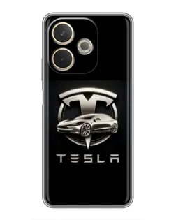 Чехол для OPPO A5 Pro с картинкой «Tesla — серебристое авто»