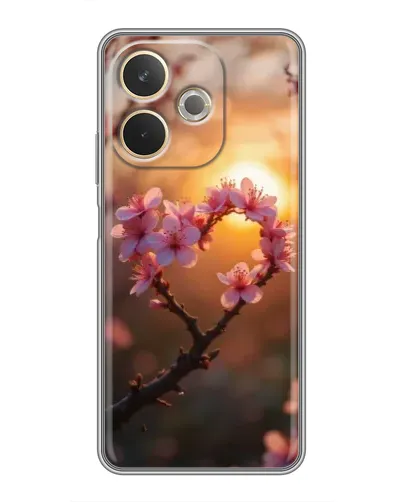 Чехол для OPPO A5 Pro с картинкой «Розовый цвет сердце на фоне заката»