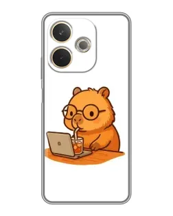 Чехол для OPPO A5 Pro с картинкой «Капибара с ноутбуком»