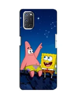 Чехол для OPPO A52 с картинкой «Губка Боб и Патрик ночью»