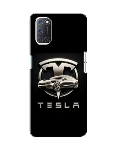 Чохол для OPPO A52 з картинкою «Tesla — срібне авто»