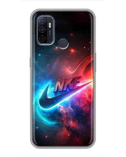 Чехол для OPPO A53 с картинкой «Огненный логотип Nike»