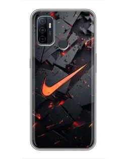 Чехол для OPPO A53 с картинкой «Nike — эффект разломов»