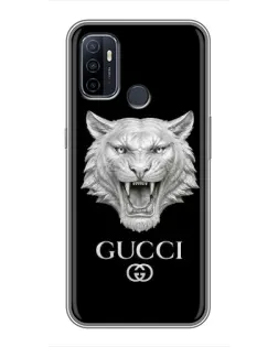Чохол для OPPO A53 з картинкою «Gucci — срібний лев»