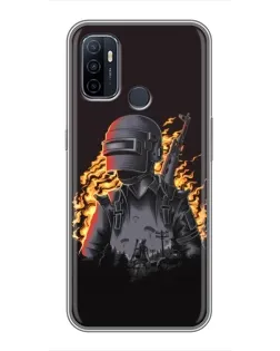 Чехол для OPPO A53 с картинкой «PUBG — огненный силуэт»