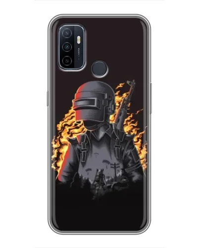 Чехол для OPPO A53 с картинкой «PUBG — огненный силуэт»