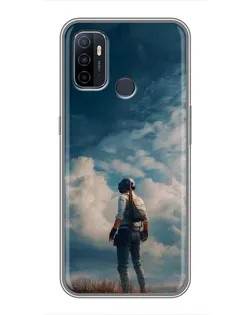 Чехол для OPPO A53 с картинкой «Герой PUBG на скале»