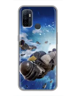 Чехол для OPPO A53 с картинкой «Десант PUBG — прыжок»