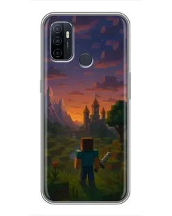 Чехол для OPPO A53 с картинкой «Стив у башни» Чехол для OPPO A53 с картинкой «Стив у башни»
